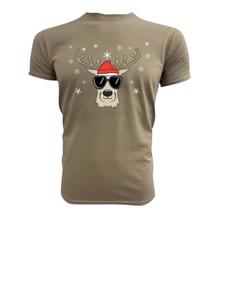 Футболка PAULGOS Herren T-Shirt, Weihnachtshirsch mit Brille und Mütze, песочный