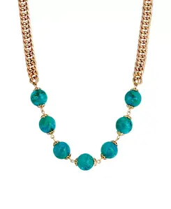 Ожерелье из круглых бусин золотистого тона 2028, green