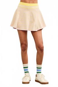 Эмили Полосатая Флисовая Юбка-шорты В Лимонно-Фиолетовую Полоску Mustard Seed