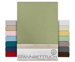 Простынь BEAUTEX стандартная - 160х200х30 см оливково-зеленый, простыня из чесаного хлопка, трикотаж премиум-класса 160г/м²