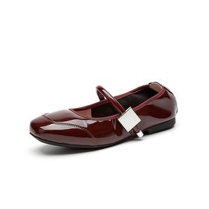 Туфли Мэри Джейн на плоской подошве женские QUICHESHOES, Burgundy