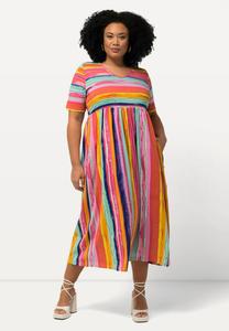 Платье Ulla Popken RAINBOW STRIPE SHORT SLEEVE POCKET EMPIRE, Purple