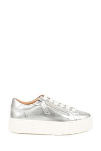 Кроссовки на платформе из кожи амалиады серебристого цвета Jones Bootmaker, серебряный
