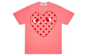 Comme Des Garcons Play Pastelle Футболка в горох с красным сердцем CDG Play, розовая