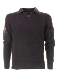 Свитер с V-образным вырезом и воротником поло MC2 SAINT BARTH, коричневый