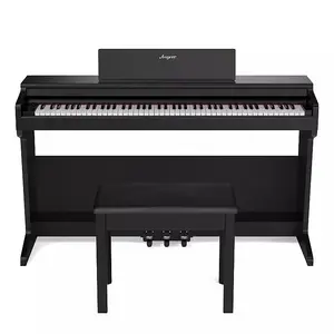 Цифровое пианино с 88 клавишами и взвешенными клавишами - клавиатура с молоточковым механизмом с подставкой, скамейкой и педалью (черное) OEM