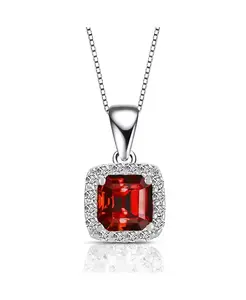 Подвеска-Капля из стерлингового серебра с покрытием из белого золота и кубическим цирконием огранки «ашер» Genevive, red