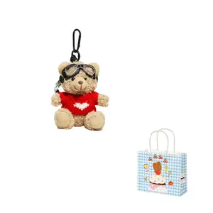 Плюшевый кулон Curl Bear Pilot высотой 15 см DIAIWAI, красно-коричневый