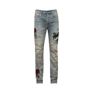 Джинсы Amiri Floral Sequin Repaired Slim Jean, Antique Indigo