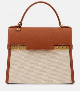 Сумка-тоут Tempête MM из кожи и холста Delvaux, Natural - Tan
