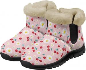 Женские зимние ботинки Jeiento Lemon с фруктовым принтом, противоскользящие, модные пушистые прогулочные ботинки, Cherry Daisy