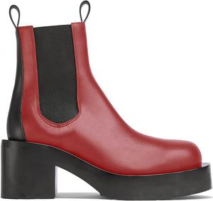 Женские осенние ботинки FOWT, с круглым носком, средней толщины каблуком на платформе, кожаные с обеих сторон, с эластичной вязаной вставкой, короткие ботильоны, повседневные растягивающиеся челси, унисекс, для офиса, улицы и школы, размеры США 4-16, Red