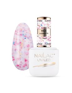Glammy Base Milk&Confetti NaiLac 7 мл каучуковая основа