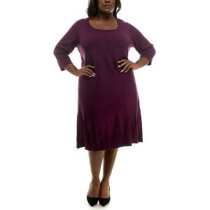 Платье с расклешенной юбкой и резинкой больших размеров Nina Leonard, цвет black plum