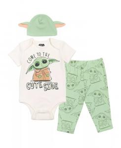 Боди «Мандалорец» для маленьких мальчиков, штаны и шапка, комплект из 3 предметов для новорожденных Star Wars, мультиколор