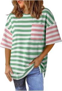 Женская полосатая футболка с коротким рукавом XUNRYAN