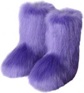 Женские ботинки из искусственного меха до середины икры с пушистой подкладкой, плоской подошвой, теплые зимние ботинки для улицы и дома ACE SHOCK, Pure Purple