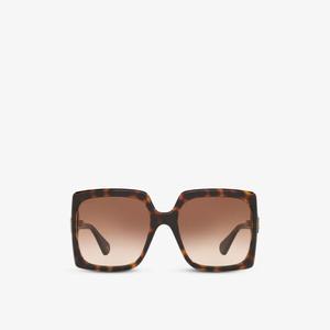 Солнцезащитные очки GG0876S в квадратной оправе из стекла и ацетата Gucci, коричневый