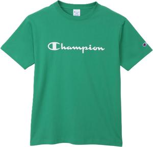 Мужская футболка Champion с коротким рукавом и круглым вырезом, 100% хлопок, логотип с надписью, резиновый принт, C3-X358, зеленый