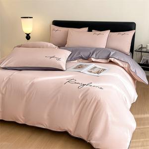 LUOLAI HOME Комплект постельного белья 4 предмета, простыня 180х200 см, пододеяльник 200х230 см, цвет лавандово-розовый и фиолетовый