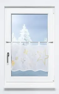 Штора для кафе LYSEL - Рождественские звезды (Ш x В) 120 см * 45 см, желтая/золотисто-желтая Lysel