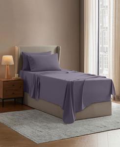 Комплект постельного белья из микрофибры с очень глубокими карманами, 4 предмета, размер Twin Nestl, серый фиолетовый