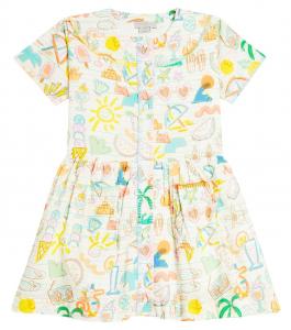 Платье из хлопка с принтом Stella Mccartney, мультиколор