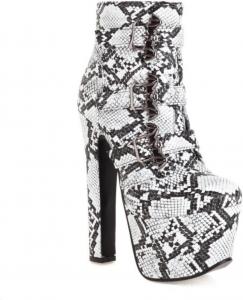 Женские ботильоны на платформе и высоком массивном каблуке Aflngle с принтом под змеиную кожу, закрытым круглым носком, ремешком с пряжкой, боковой молнией, короткие ботинки, сексуальная модная обувь для вечеринок, White
