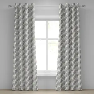 Этническая штора на люверсах ABAKUHAUS, нарисованная вручную растительная растительность в стиле племенных нарядов с точками, декоративная двухпанельная штора на окно, 280 см x 225 см, цвет хаки, серый и белый