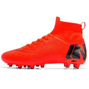 Kuding Футбольные бутсы FG с длинными шипами для натурального покрытия с противоскользящим покрытием унисекс оранжевые, цвет Orange (Long Stud)