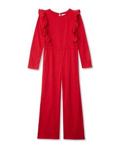 Детский вязаный комбинезон с длинными рукавами и оборками Lands' End, Apple red