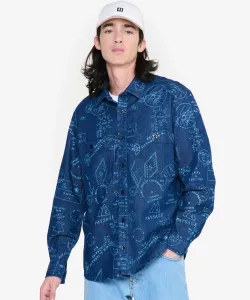 Джинсовая рубашка оверсайз с длинными рукавами и принтом