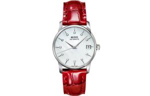 MIDO Часы Women's Baroncelli Watch, White Dial Red Strap