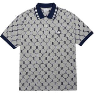 Футболка поло с логотипом MLB мужская серая