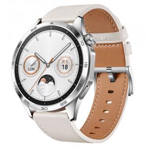 IBOANN Часы Watch Band Huawei Compatibility Genuine Leather Material, Frost white [GT4 leather ★ strap]