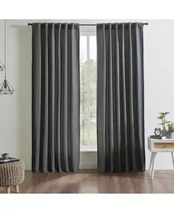 Шторная панель из льна и хлопка Kendall на подкладке с карманом для штанги и потайными задними петлями Ihi Home, pewter