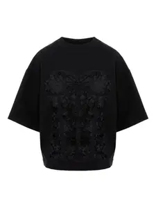 Корсетный топ с цветочным принтом Hamza, черный