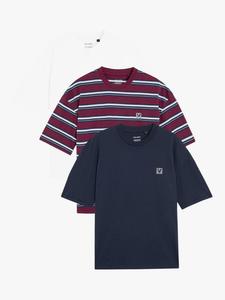 Полосатая и однотонная футболка из хлопковой смеси Lyle & Scott, Pack of 3, Navy/White