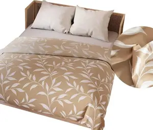 Комплект постельного белья IRMA 160x200 см - сатиновый хлопок, бежевый, растительный узор MARKIZETA HOME