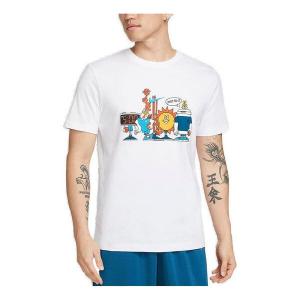 Футболка Men's Nike Cartoon Printing Cozy Round Neck Casual Short Sleeve White T-Shirt, белый
