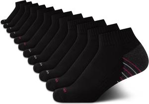 Женские носки Calvin Klein Quarter - 12 упаковок. Мягкие спортивные носки до щиколотки для женщин, для занятий спортом и бега (размеры: 4-10), Black Stripe
