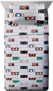 Детский комплект постельного белья Jay Franco с простыней на резинке, обычной простыней и наволочкой - ультрамягкое постельное белье с наволочкой для украшения комнаты, серый - Мстители, 4 предмета, размер Full