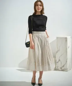 Юбка-клеш с кружевной вставкой и принтом Suite, цвет Cream Beige [033]