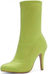 Женские модные ботильоны Joojaky с острым носком на шпильке, однотонные короткие ботинки, Green