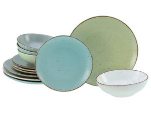 Набор посуды: кремовый, светло-серый, пастельно-зеленый, пастельно-голубой, модный, 12 предметов Creatable, кремовый/светло-серый/пастельно-зеленый/пастельно-голубой