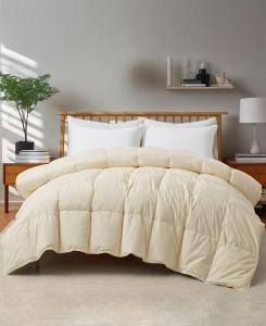 Роскошное и комфортное одеяло из хлопка, гусиного пуха и пера, размер King UNIKOME, Off-white