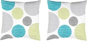 ИДЕИ ДЛЯ ДОМА Декоративная подушка "БОРДЕН", чехол с наполнителем, 2 шт HOME WOHNIDEEN 50х50 см, зеленый/синий