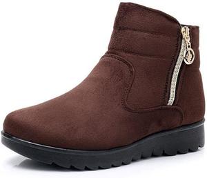 Зимние ботинки для женщин, снежные ботинки, теплые короткие ботильоны с мягкой теплой подкладкой из флиса, обувь для женщин с нескользящей мягкой подошвой для прогулок в холодную погоду и повседневной носки Qacksv, Brown