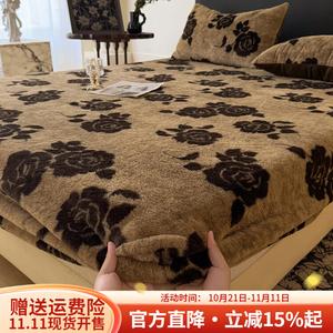 Boyang Простыня на резинке 180х200 см из кроличьего флиса, цвет Blooming Coffee