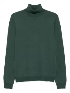 Шерстяной свитер с высоким воротником Roberto Collina, зеленый